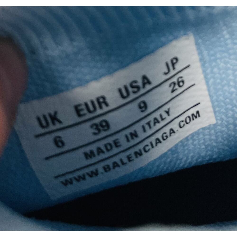 BALENCIAGA Light Blue Knit Fabric Logo Stretch Speed Sock High-Top Sneakers 39 - Picture 9 of 9